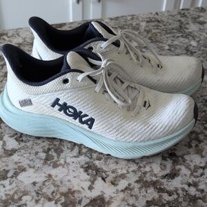 Hoka White & Light Blue Athletic Running Shoes